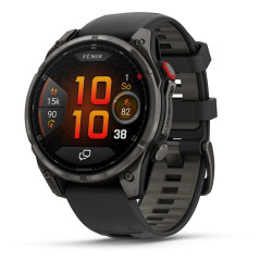 Garmin Fenix 8 Pro – 47 mm, AMOLED, Sapphire, Carbon grey DLC titanium s Black/Pebble Grey silikonovým řemínkem