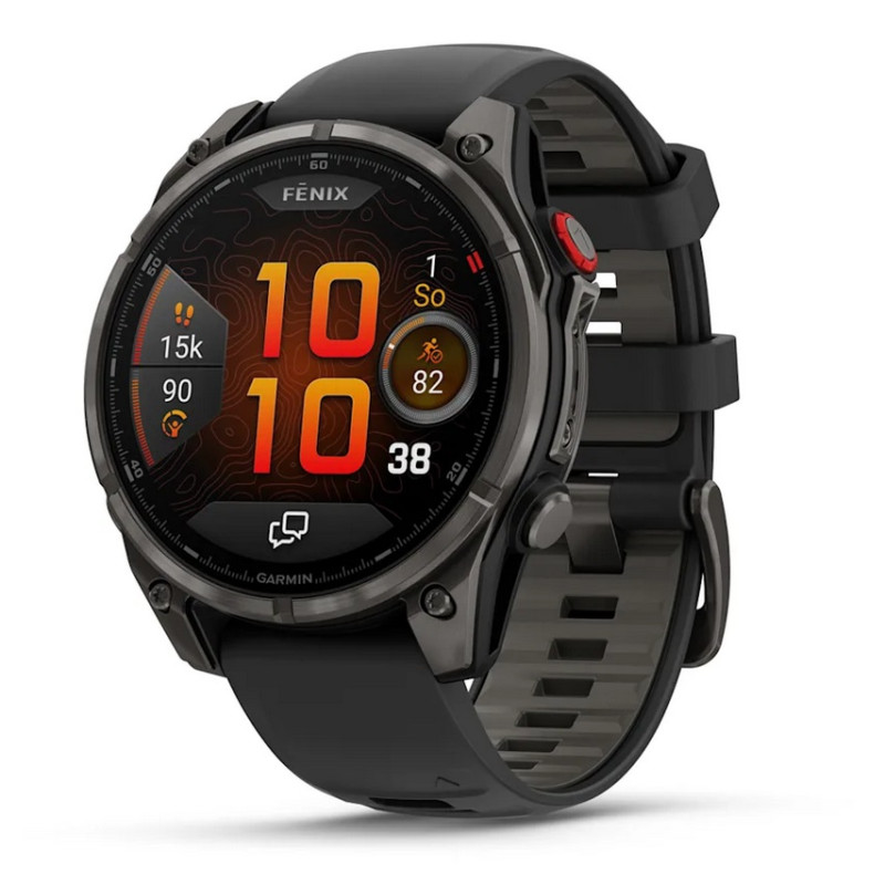 Garmin Fenix 8 Pro – 47 mm, AMOLED, Sapphire, Carbon grey DLC titanium s Black/Pebble Grey silikonovým řemínkem