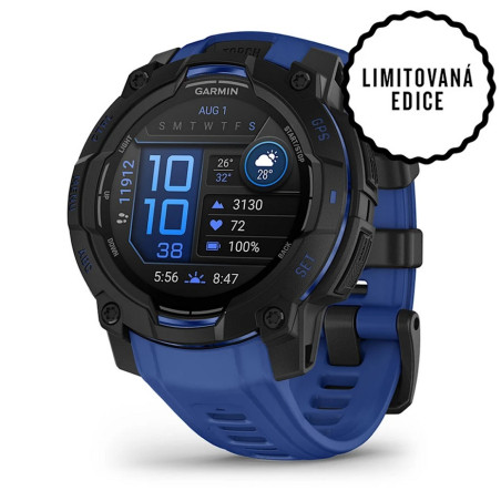 Garmin Instinct 3 - 45mm, AMOLED, Black s řemínkem Bolt Blue / Black