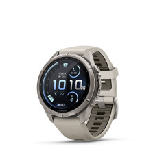 Garmin fenix 9 Pro - inReach, 43 mm, Titanium se silikonovým řemínkem Fog Gray / Dark Sandstone