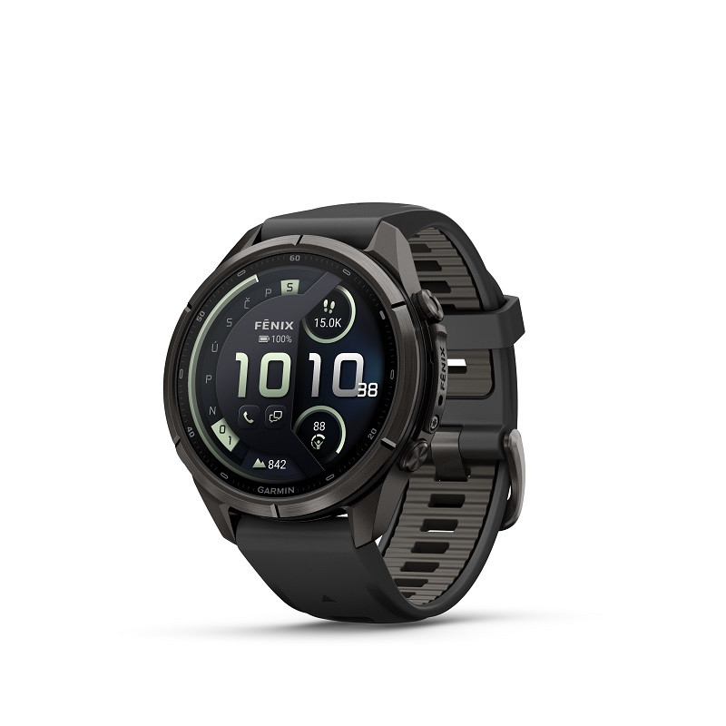 Garmin fenix 9 Pro - inReach, 43 mm, Carbon Gray DLC Titanium se silikonovým řemínkem Black/Pebble Gray Garmin fenix 9 Pro - inReach, 43 mm, Carbon Gray DLC Titanium se silikonovým řemínkem Black/Pebble Gray