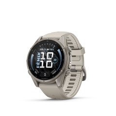Garmin fēnix 9 - 43mm, Titanium se silikonovým řemínkem Fog Gray