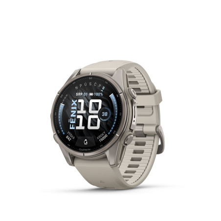 Garmin fēnix 9 - 43mm, Titanium se silikonovým řemínkem Fog Gray