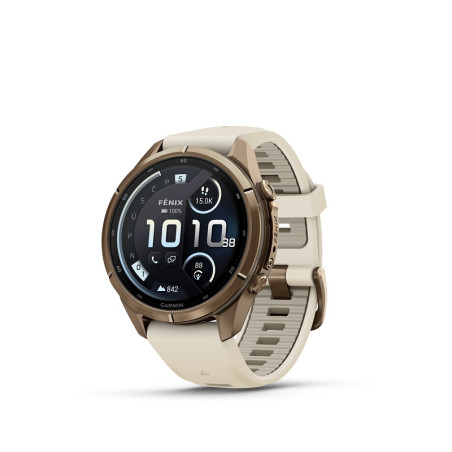 Garmin fenix 9 Pro - inReach, 43 mm, Autumn Gold Titanium se silikonovým řemínkem Cream/French Gray