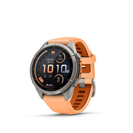 Garmin fenix 9 Pro - inReach, 43 mm, Titanium se silikonovým řemínkem Shell Pink / Autumn Orange