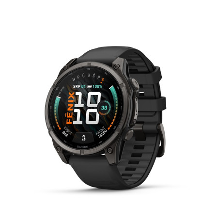 Garmin fenix 9 – 47mm, Carbon Gray DLC Titanium se silikonovým řemínkem Black