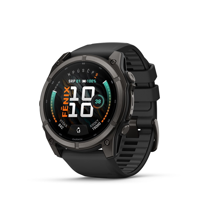 Garmin fenix 9 – 51mm, Carbon Gray DLC Titanium se silikonovým řemínkem Black